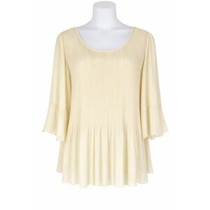 Diva XL Light Flowy Pleated Blouse Sheer Bell Sleeve Boho Top Fairycore Summer